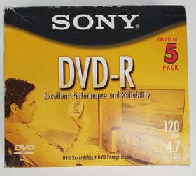 Sony 027242615731 Dvd-r 120 Min 4.7 Gb 5 Pack Recordable Dvd New Factory Sealed