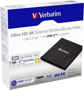 43888 Verbatim Sealed New In Box Black Double Layer Blu-ray Dvd Combo Uhd 4k