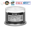 50 Ritek Pro Dvd-r 16X 4.7GB Water Resistant Glossy White Inkjet Printable Disc. Fixed Price $26.99.